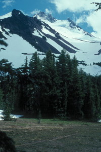 Mt Jefferson and Park Glacier from Jefferson Park camp